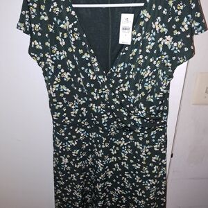 LOFT Green Floral Midi Dress